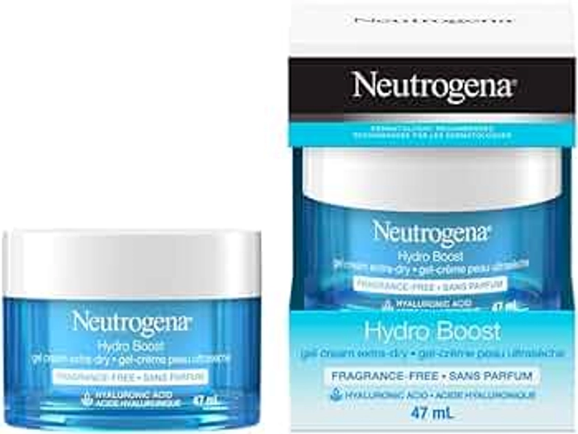 Neutrogena Hydro Boost Face Moisturizer with Hyaluronic Acid for Extra Dry Skin, Fragrance Free, Oil-Free, Non-Comedogenic Gel Cream Face Lotion, 47mL