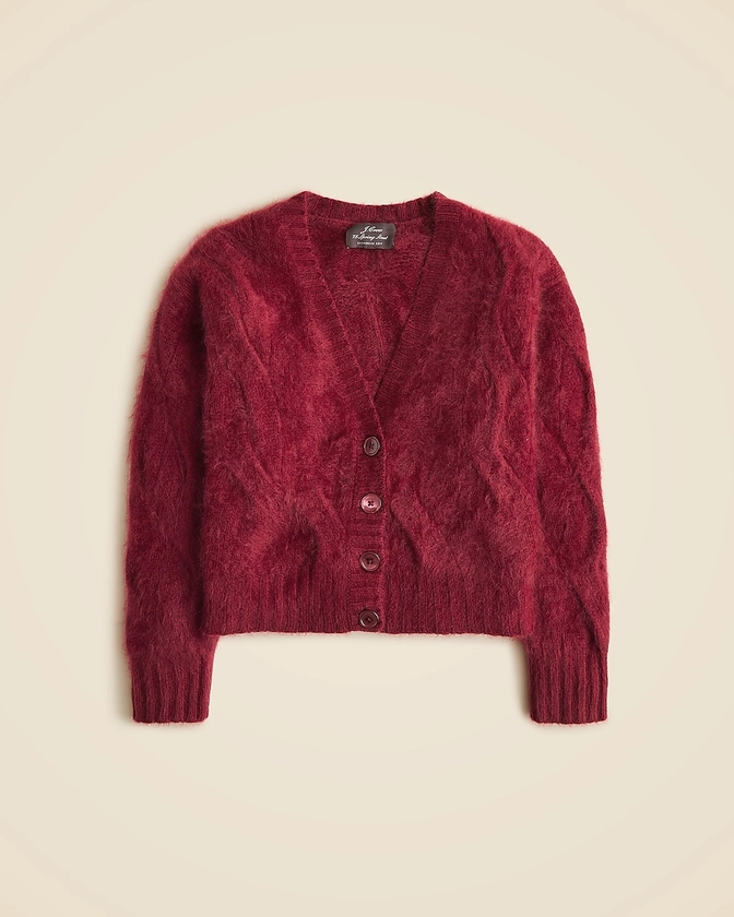 Spring Street brushed cashmere cable-knit cardigan sweater