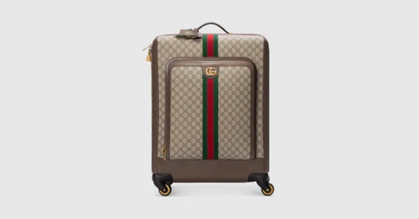 Gucci - Valise à roulettes Gucci Savoy GG taille moyenne