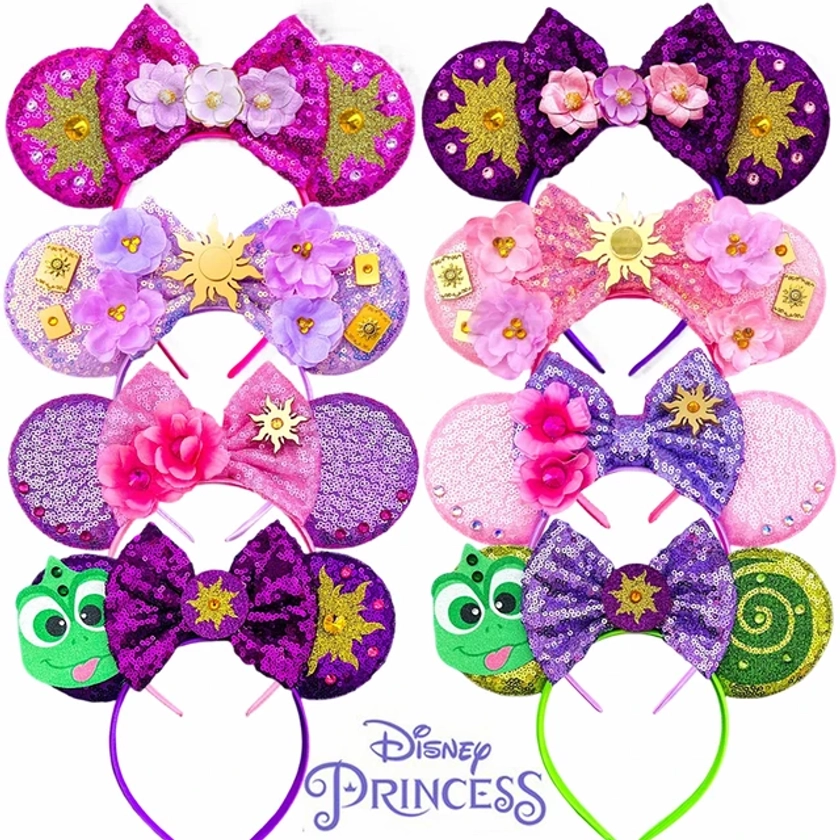 Disney Rapunzel Ear Headband For Adults Chameleon Hairbands Women Sunflower Sequins Bows Hair Accessories Girls Tangled Headwear - AliExpress 