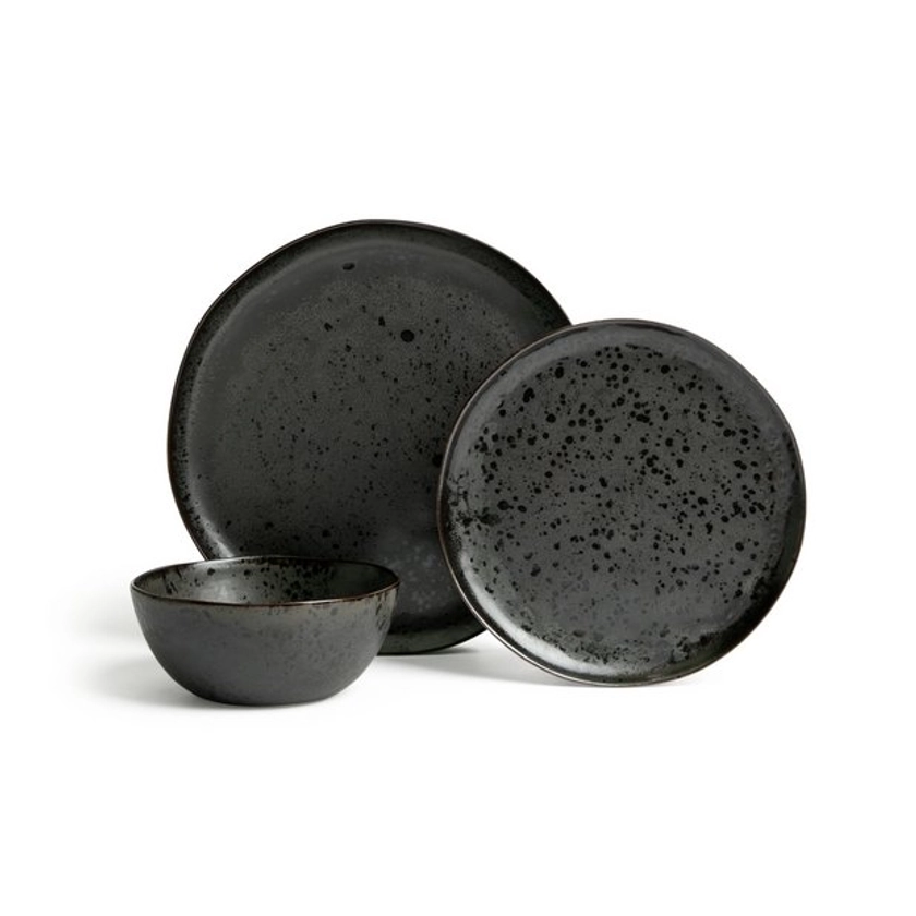 Buy Habitat Preto 12 Piece Stoneware Dinner Set - Black | Dinnerware and dinner sets | Argos