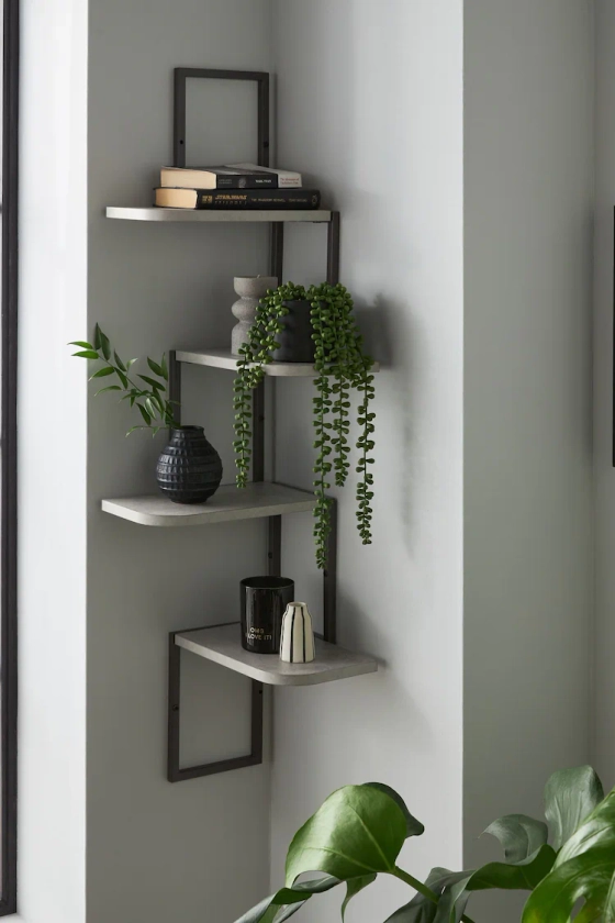 Buy Grey Concrete Effect Corner Wall Shelves from the Next UK online shop