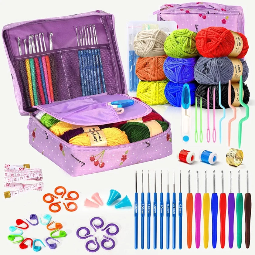 Tejido Crochet Kit, Kit de Ganchillo para Principiantes,Viene con Ganchillo, Hilo,Accesorios para Tejer y Bolsa de Almacenamiento,Adecuado para Niños,Adultos y Mayor : Amazon.com.mx: Hogar y Cocina