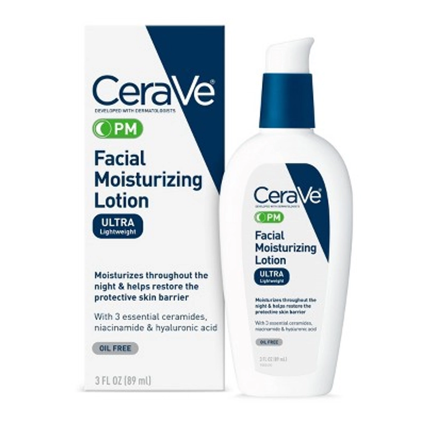 CeraVe PM Moisturizing Lotion, Night Cream for All Skin Types - 3 fl oz 