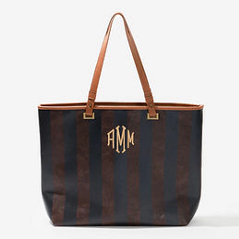 Personalized Striped Tote Bag