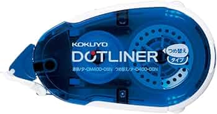 KOKUYO Dotliner Strong Adhesive Tape Glue, Dotliner Tape Runner, Pink Heart and Blue, Permanent Adhesive, Refillable, Japan Import (1, Blue)