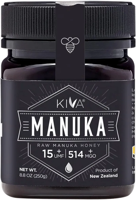 Miel de Manuka non pasteurisé Kiva, certifiée UMF 15+ (MGO 514+) - Nouvelle Zélande (250 g)