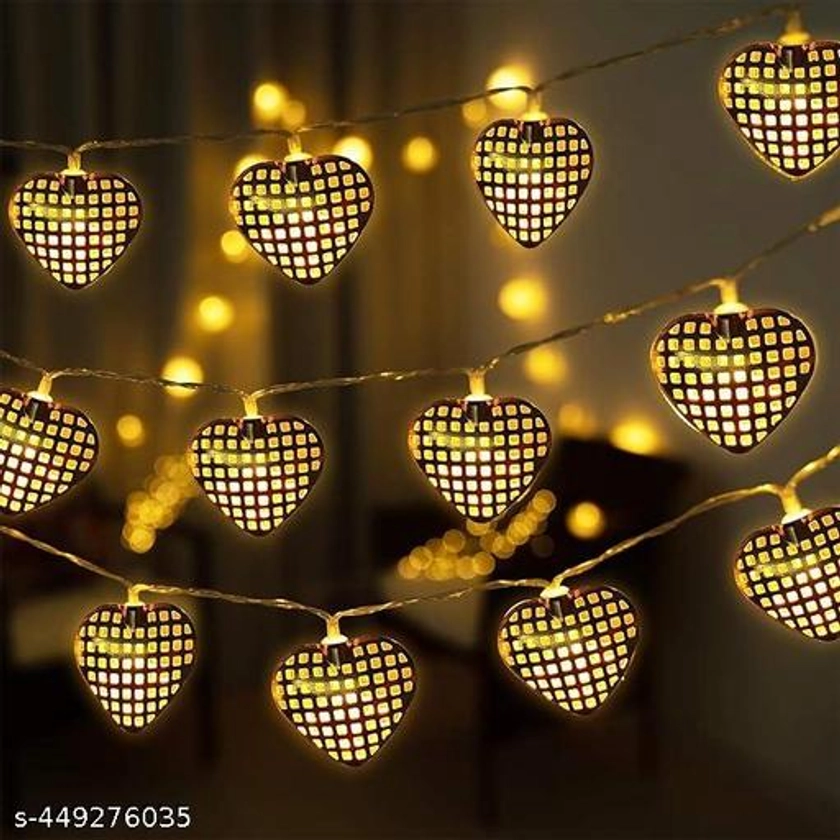 Piyansh Metal Heart Led Lights - 13 Feet, 14 Led Warm White Heart Shape Lights For Decoration, Diwali Lights For Decoration For Home, Led Lights For Home Decoration Indoor Outdoor, Christmas Decor