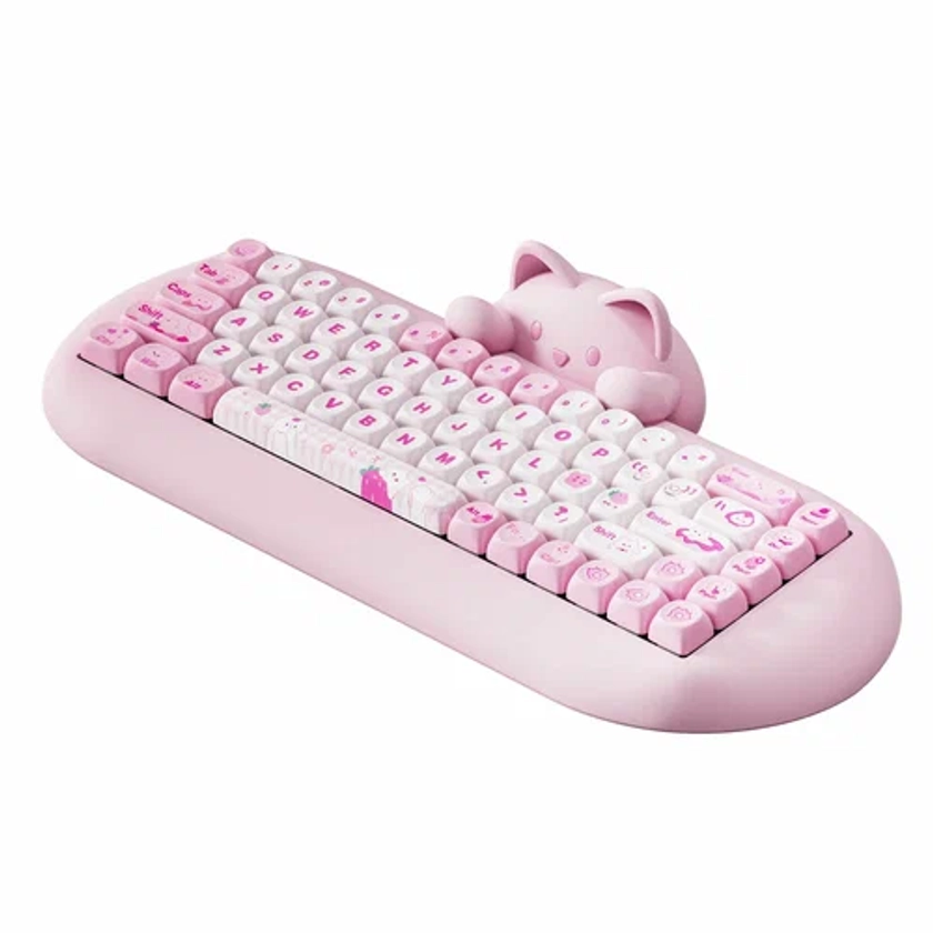 Беспроводная механическая Hi-Fi клавиатура YUNZII C68 Milk Switch, Hot-Swap, английская раскладка (английская раскладка), цвет розовый