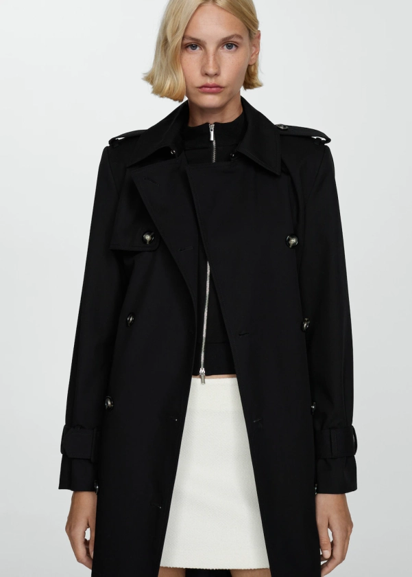 Double-breasted cotton trench coat