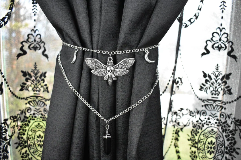 Deaths Head Moth & Onyx Crystal Curtain Tieback Gothic Elegance for Your Home - Etsy Japan