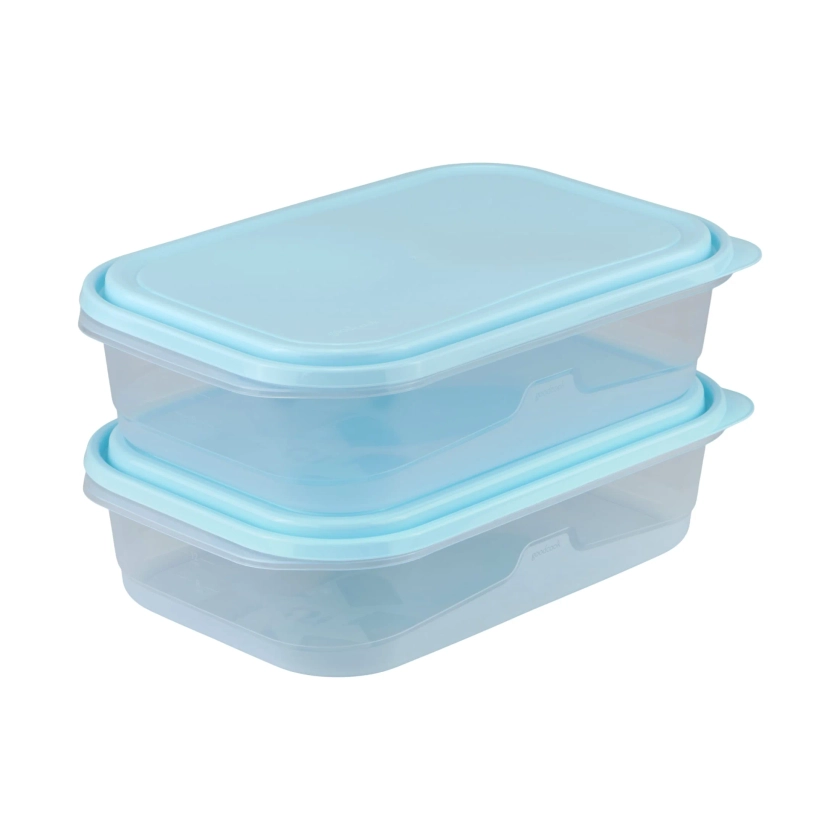 GoodCook EveryWare Extra-Large 1.1 Gallon Rectangle Food Storage Container, Set of 4, Blue, BPA Free