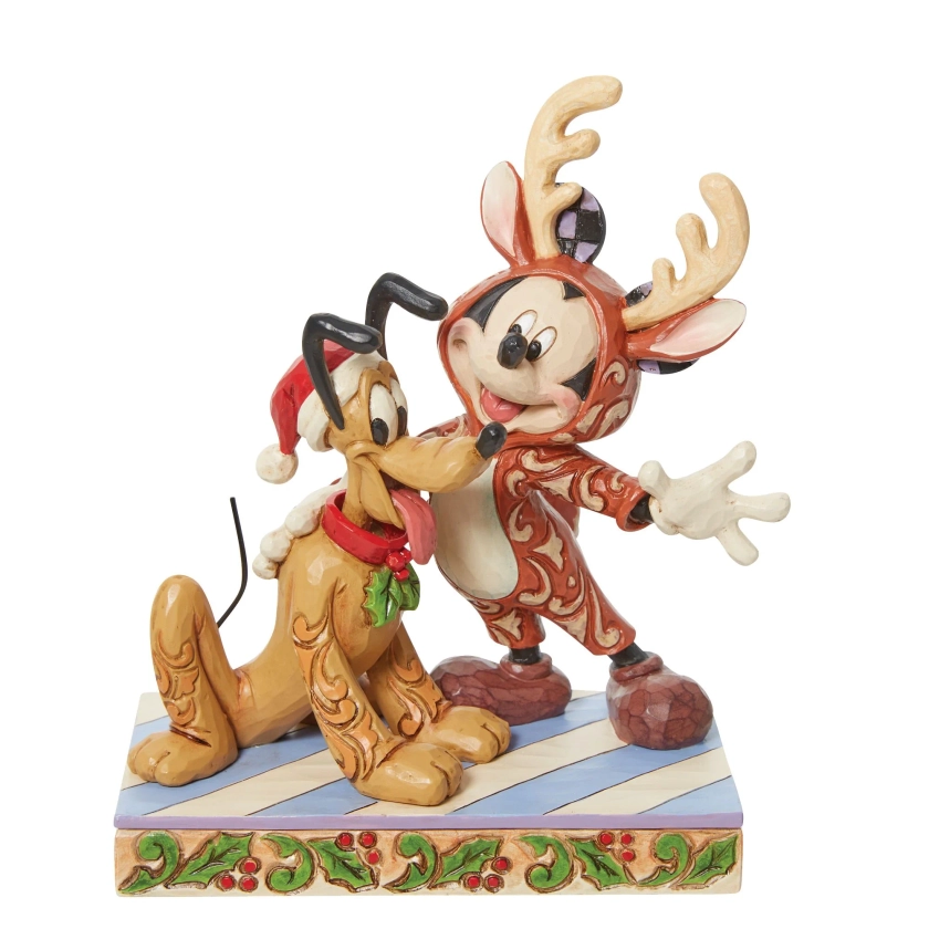 Figurine Mickey et Pluto en costumes de Noël - Disney Traditions