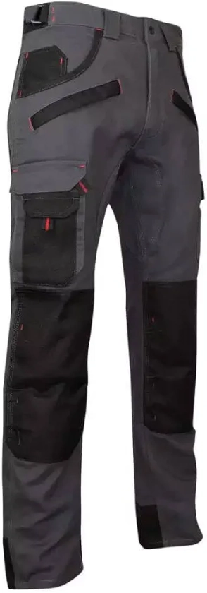 LMA 1261 Argile Pantalon avec Poches Genouillères, Gris Nuit/Noir (44)