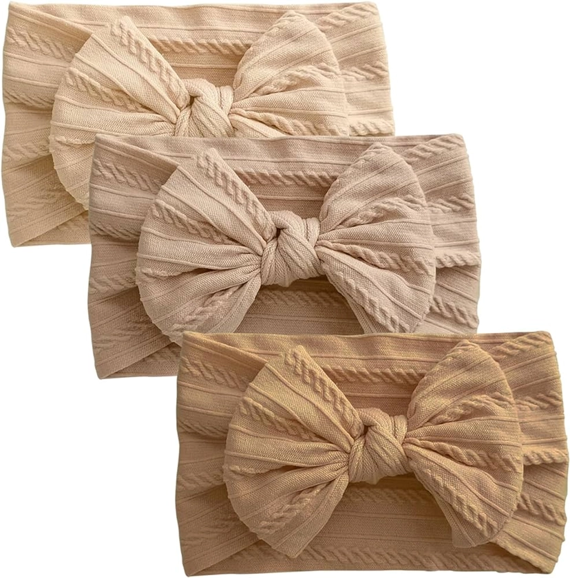 3 pièces bandeau Turban pour bébé, bandeaux pour nouveau-né, nœuds pour bébé fille, couvre-chef à nœud doux, bandes élastiques pour cheveux pour tout-petits, nouveau-né