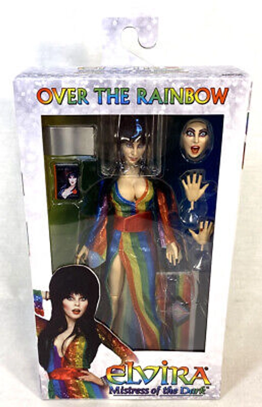 NECA Elvira Mistress of the Dark OVER THE RAINBOW Pride Dress Figure, IN STOCK