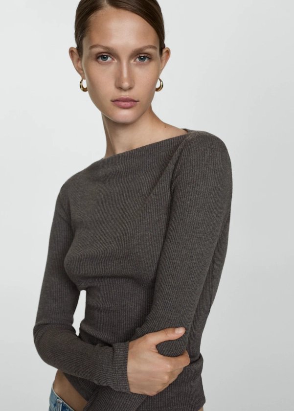 Long-sleeved knitted t-shirt - Women | MANGO USA