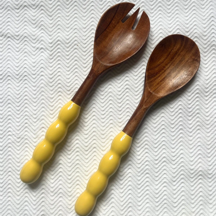 Bobbin Salad Servers | Sunshine Yellow