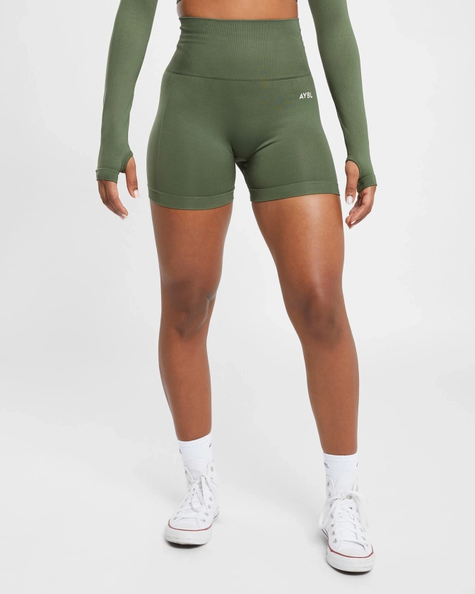 Empower Seamless Shorts - Khaki Vert