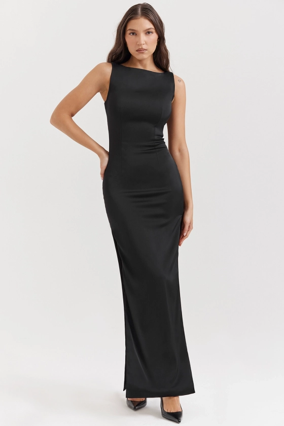 Clothing : Maxi Dresses : 'Filomena' Black Maxi Dress