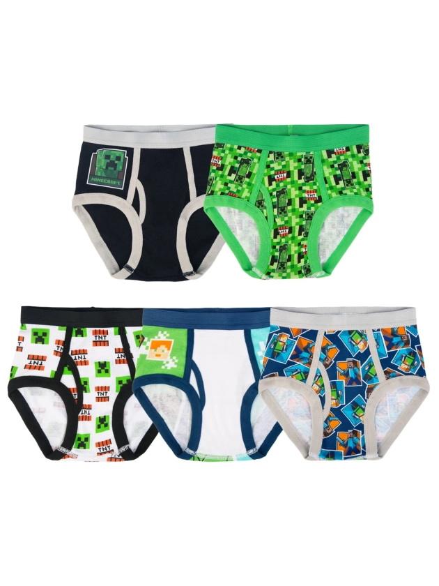 Boys Minecraft 5 Pack Character Underwear, Size 4-8