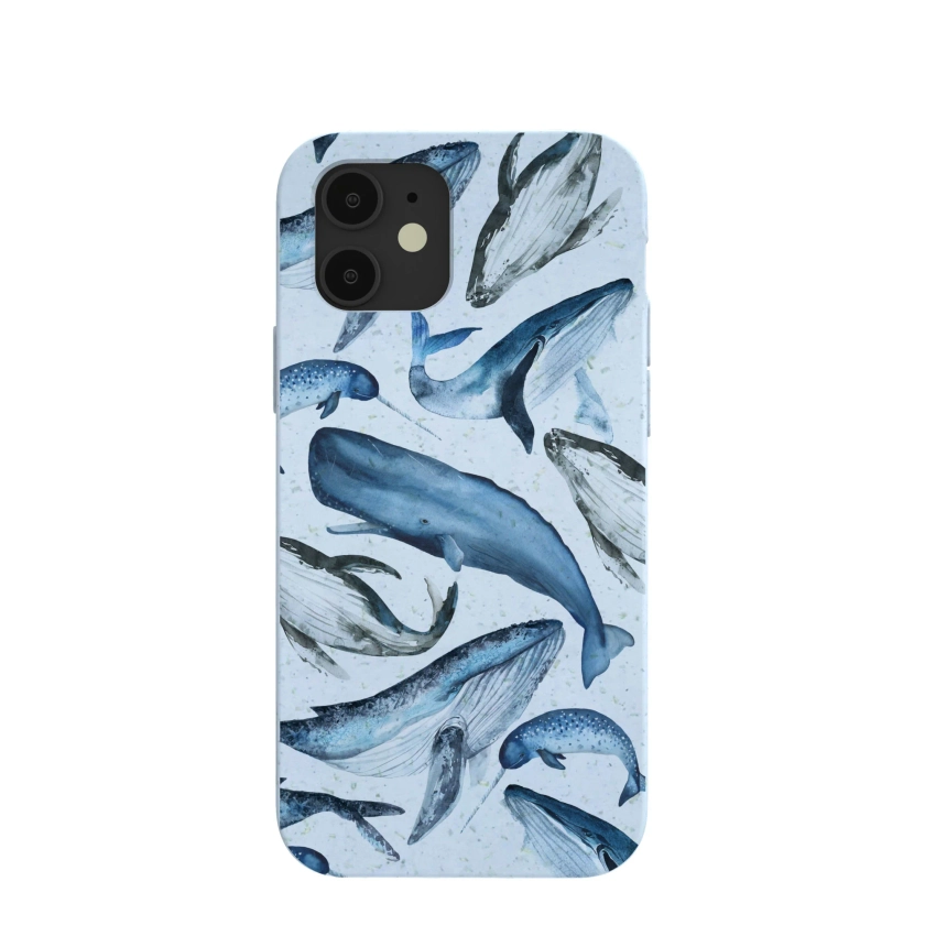 Powder Blue Whales iPhone 12/ iPhone 12 Pro Case