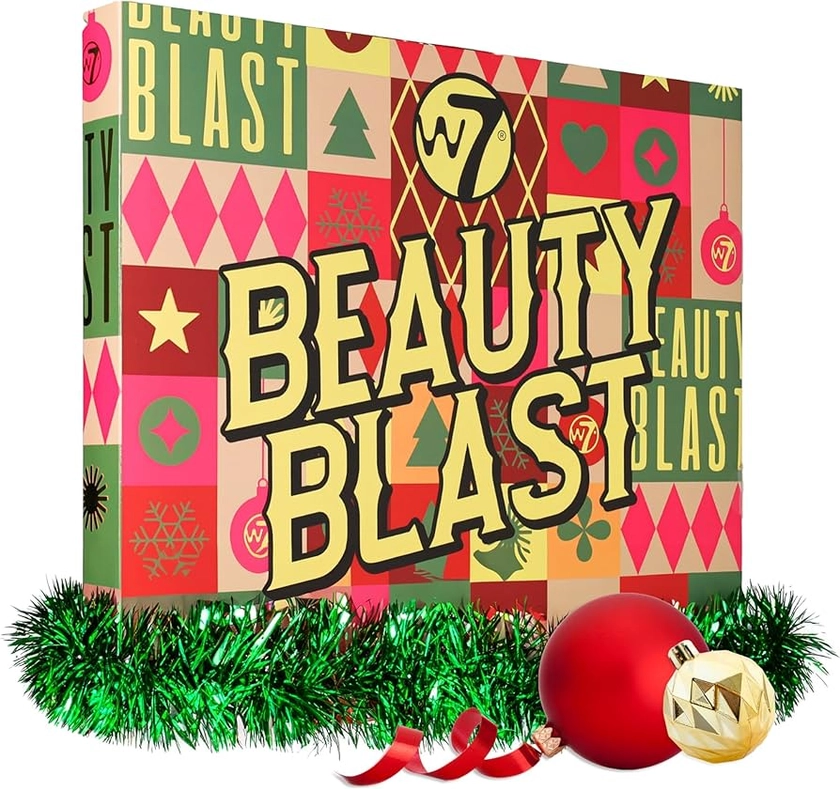 W7 Beauty Blast Advent Calendar 2024-24 Individually Boxed, Makeup & Cosmetic Surprises For Christmas - Cruelty Free, Holiday Gifting