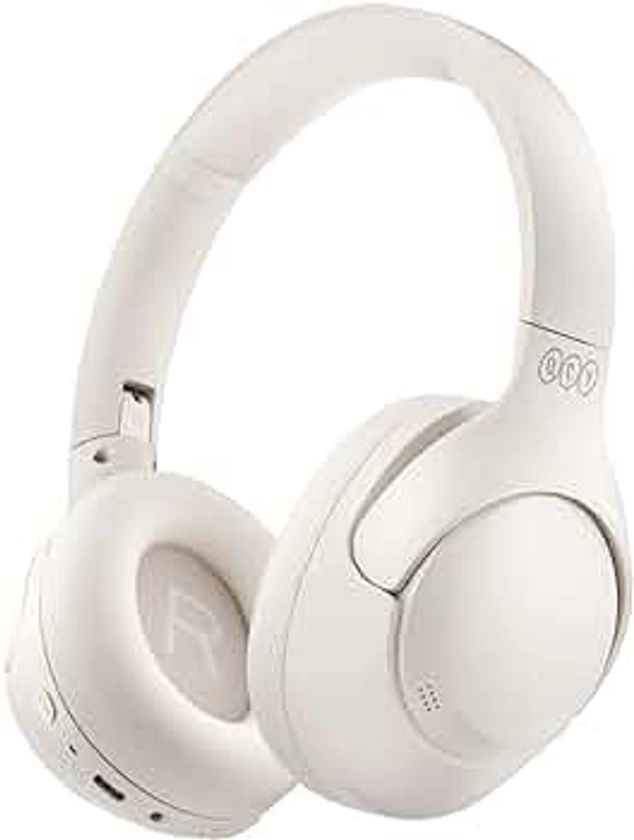 QCY H3 ANC Bluetooth Headphones Over Ear, Active Noise Cancelling Bluetooth 5.4 Headphones with Microphones, Hi-Res Audio Sound, Multipoint Connection, 60H Playback, Custom EQ via App(White)