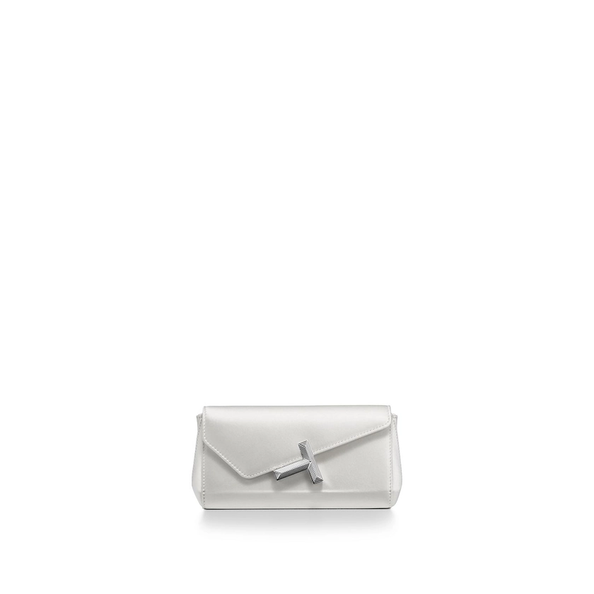 Tiffany T Mini Clutch in White Satin | Tiffany & Co. US