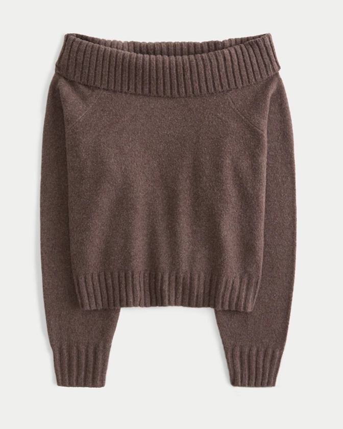 Women's Easy Foldover Off-the-Shoulder Sweater | Women's Tops | HollisterCo.com