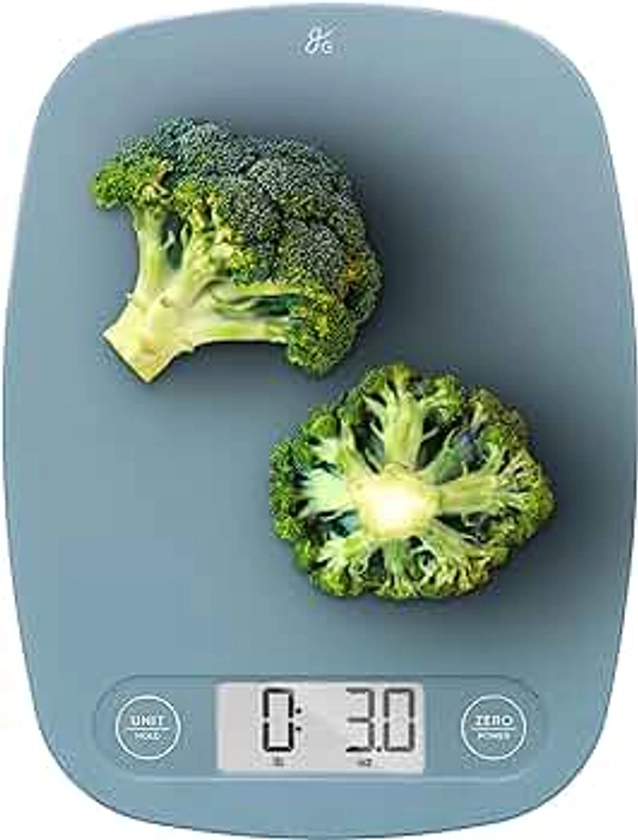 Greater Goods Essential Kitchen Scale, Plastic, Digital Kitchen Scale and Food Prep Scale, Designed in St. Louis, Stone Blue