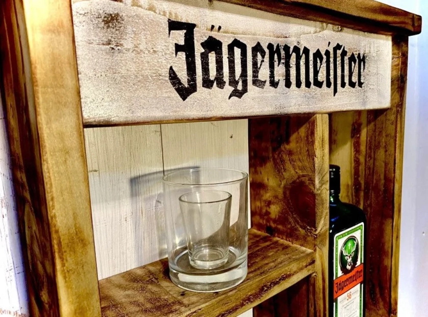 Handcrafted Wall Mounted Rustic Jägermeister Mini Bar. - Etsy UK