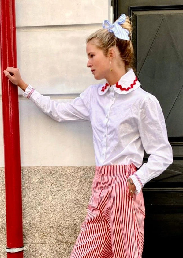 Alice shirt with ruffles - white poplin