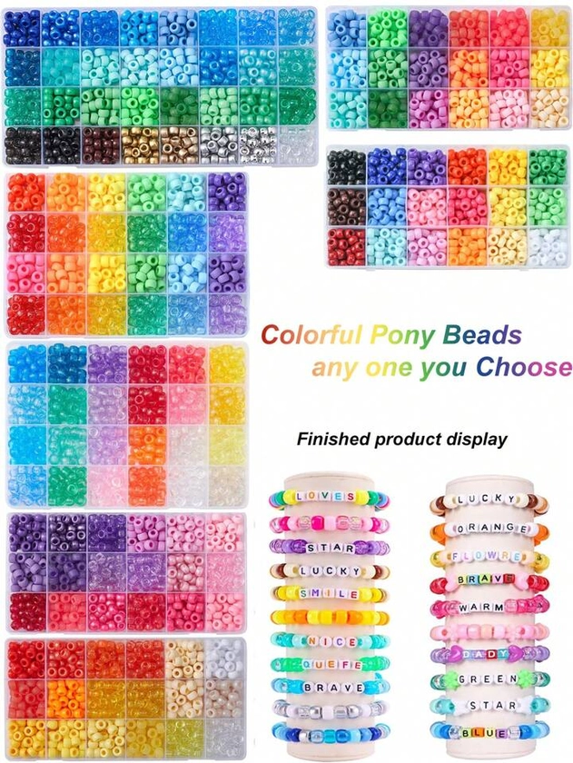 Pony Beads Letter Bead Kit Rainbow Beads Plastic Bead For Craft 6 X 9mm, Plastic Craft Bead For Diy Jewelry Making, Bracelets, Necklaces, Craft Jewelry Making, Festival Birthday Gift Jewelry Making Kit, Teenage Girl's Gift