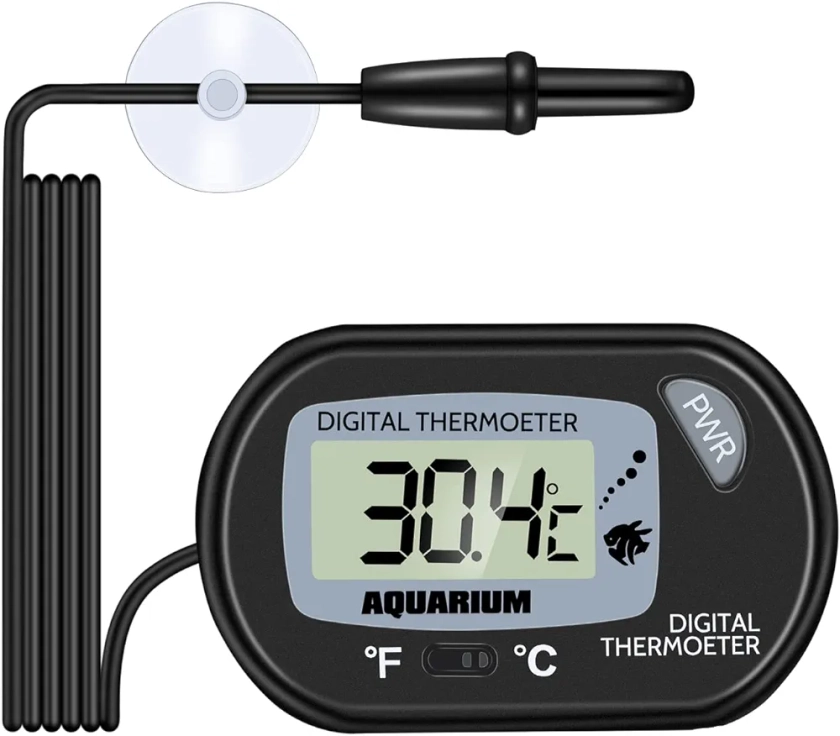 Zacro Thermomètre Aquarium - LCD Digital Thermometre Aquarium avec Ventouse Et Sonde à Immersion pour Aquarium,Terrarium