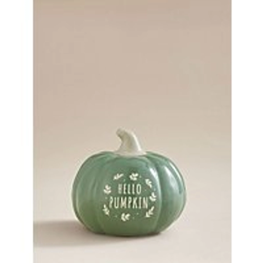 Green Hello Pumpkin Slogan Pumpkin Ornament | Home | George at ASDA