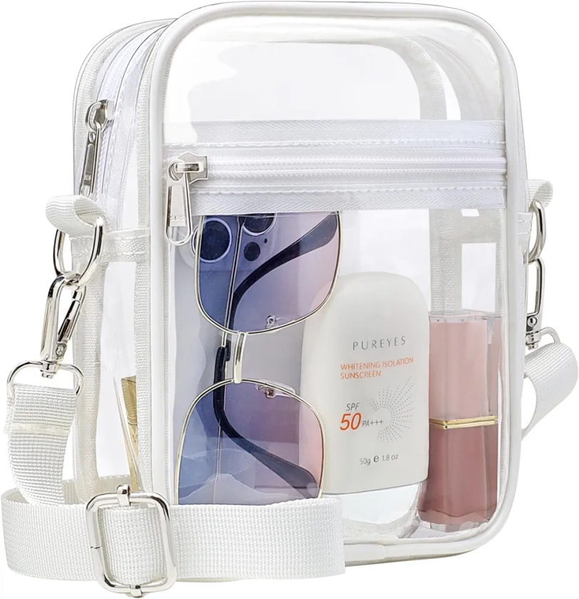 PACKISM Clear Bag Stadium Approved - Clear Purses for Women Stadium Crossbody Messenger Bag for Concerts Sporting Events