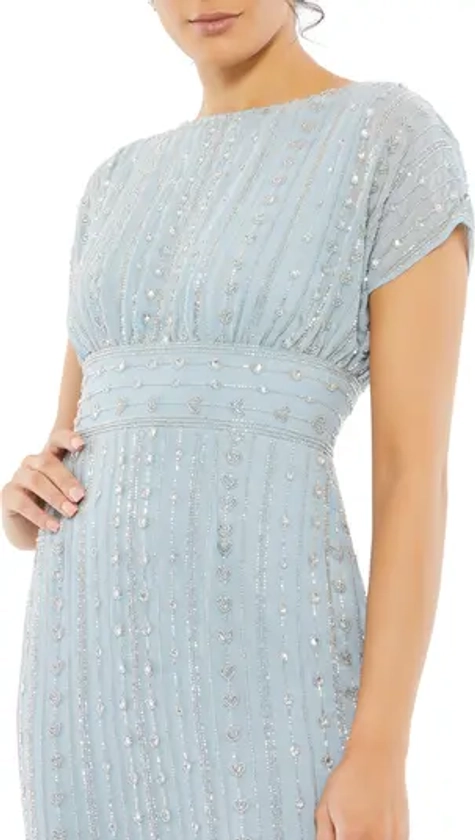 Mac Duggal Beaded Empire Waist Column Midi Cocktail Dress | Nordstrom