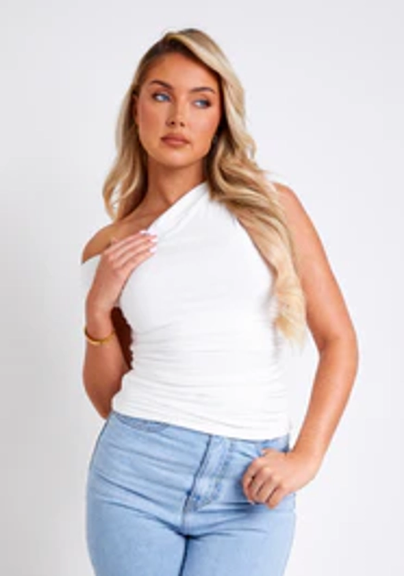 Lidia White Super Soft Off The Shoulder top | Women's Comfy Tops | MissyEmpire