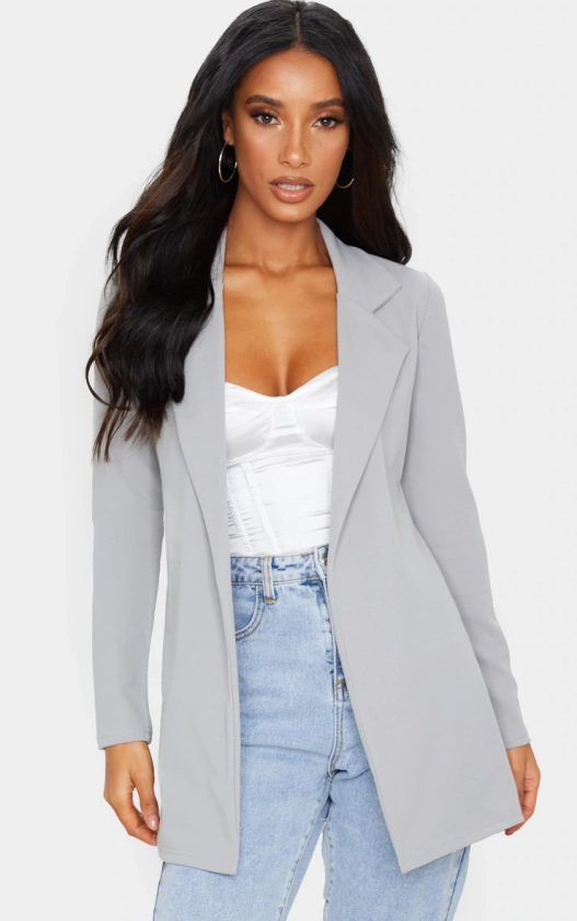 Grey Longline Blazer | Coats & Jackets