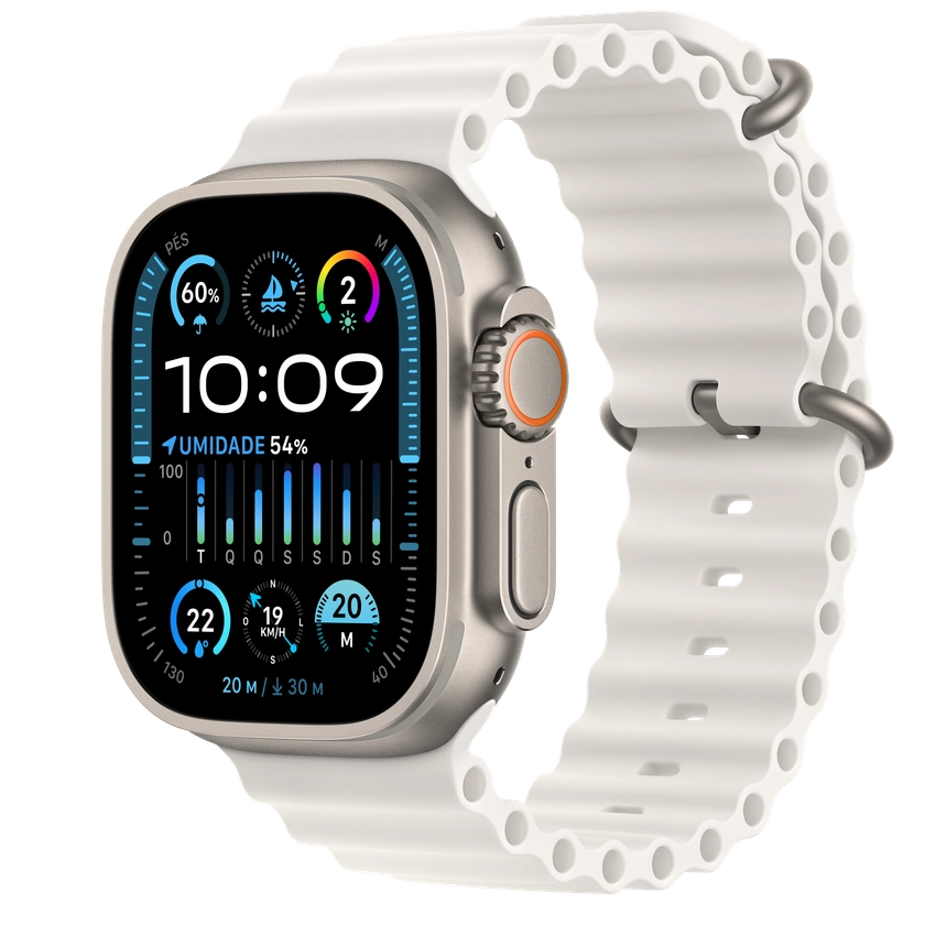 Apple Watch Ultra 2 GPS + Cellular • Caixa de titânio de 49 mm • Pulseira Oceano branca