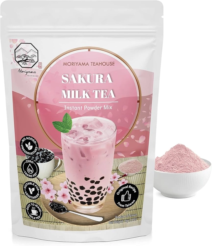 Sakura Cherry Blossom Bubble Milk Tea Instant 3in1 Powder Mix - 1kg (33 Drinks) | For Boba Tea, Milkshake, Blended Frappe and Bakery | Authentic Taiwan Recipe | No Preservatives by Moriyama Teahouse : Amazon.co.uk: Grocery