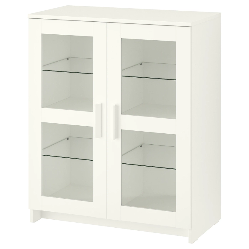 BRIMNES Armoire avec portes - verre/blanc 78x95 cm