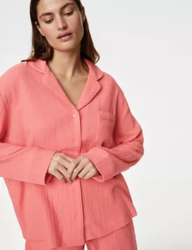 Pure Cotton Dobby Muslin Pyjama Set | M&S Collection | M&S