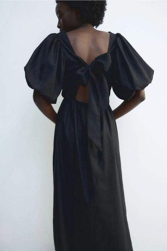 Robe en lin mélangé - Noir - FEMME | H&M FR