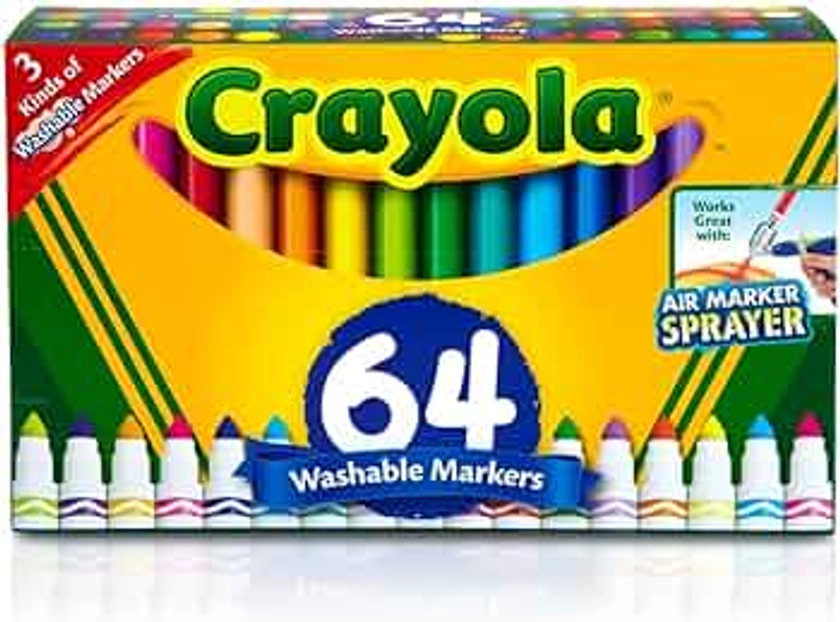 Crayola Washable Marker Set, School Supplies, Gel, Window, Broad Line Markers, 64ct