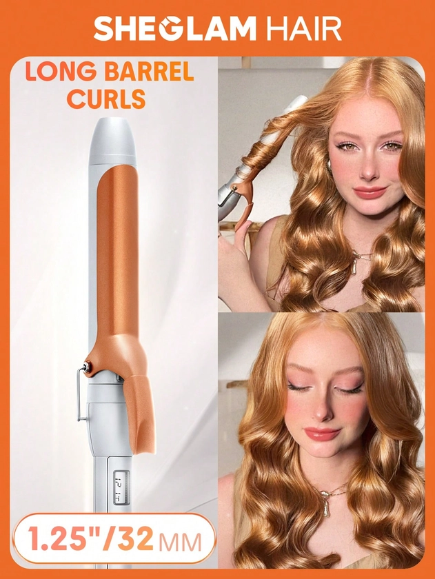 SHEGLAM HAIR Fer à friser It-Curl, fer à friser, friseur, fer à friser cheveux 32 mm, écran LED et 8 réglages de température, préchauffage rapide sans attente, soin des cheveux sans les endommager, création de coiffures lisses décontractées et élégantes, design anti-accrochage des cheveux, arrêt automatique, convient à tous types de cheveux - prise UE