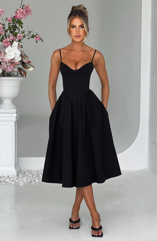 Mariella Midi Dress - Black