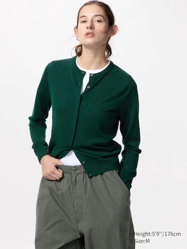 Cardigan en Mérino à Col Rond pour Femme | UNIQLO FR