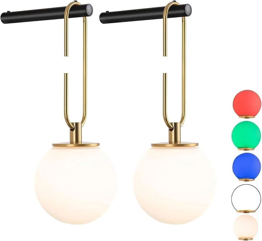 Battery Operated Wall sconces with Remote Control,Dimmable Wall Sconce Set of 2 with 6 RGB Colors,Modern Style Wall Lights fixtures Non hardwire Install (Black) : Amazon.com.au: Lighting